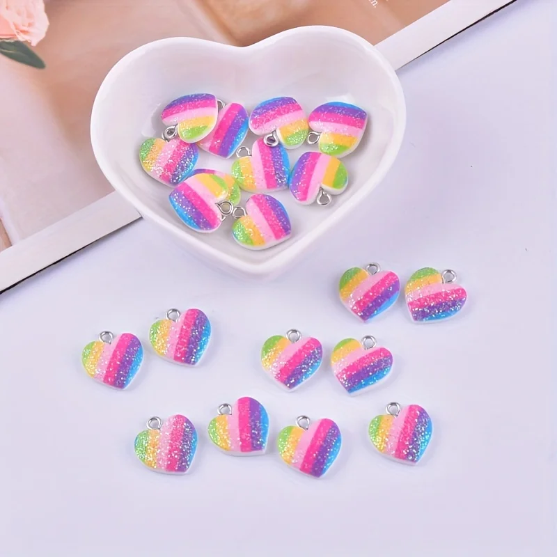 10Pcs Colorful Heart Resin Cha - огляд і ціна Resin Crafts Diy